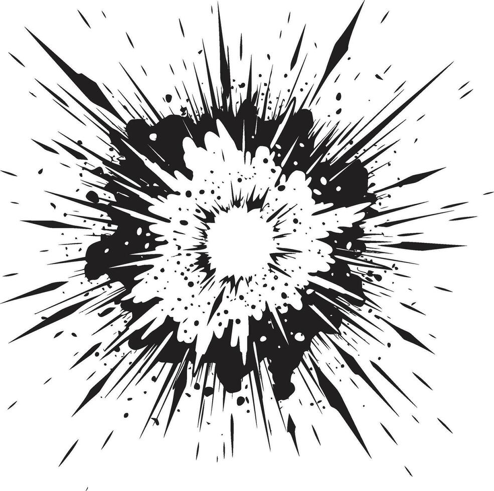 vettore abilità artistica ridefinito comico esplosione emblema eccitante urto svelato nero logo con esplosione
