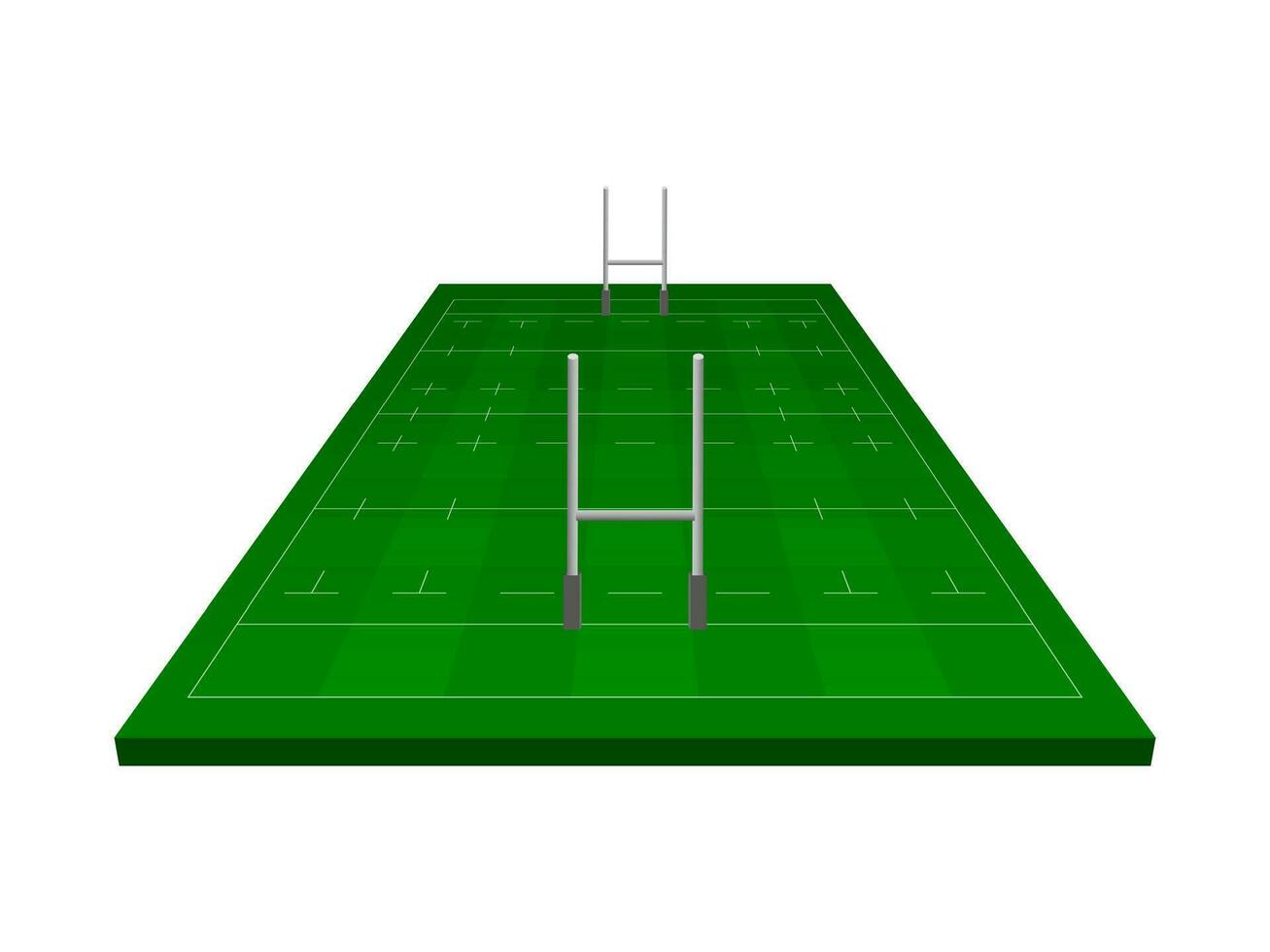 Rugby campo con Rugby cancello, isometrico vettore. vettore