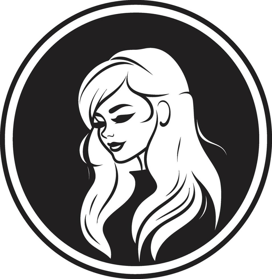 iconico semplicità vettore icona di nero femmina profilo nel logo nel monocromatico mistico eleganza nero emblema con womans viso icona nel nero monocromatico