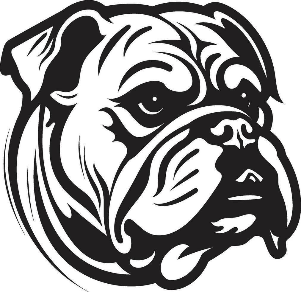 bulldog maestà iconico emblema nel nero monocromatico energia nero bulldog vettore icona