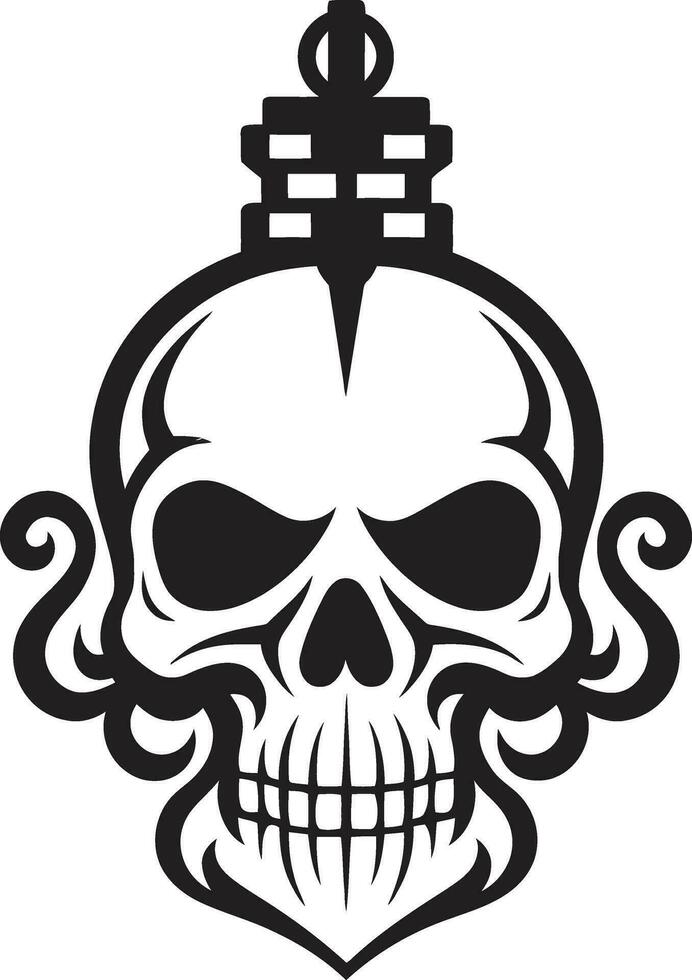 misterioso cranio illustrazione meditabondo vettore logo annerito cranio icona inquietante vettore design