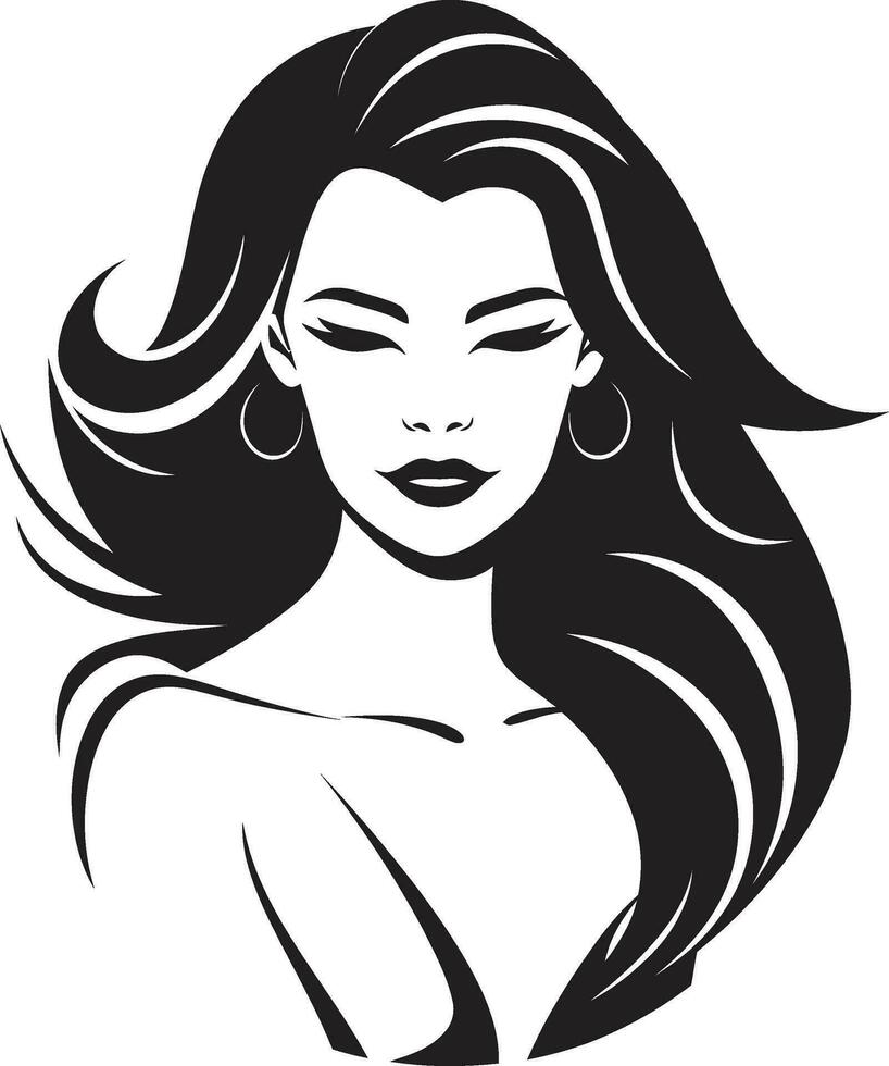 scolpito grazia nero femmina viso nel emblema senza tempo eleganza logo con femmina viso vettore