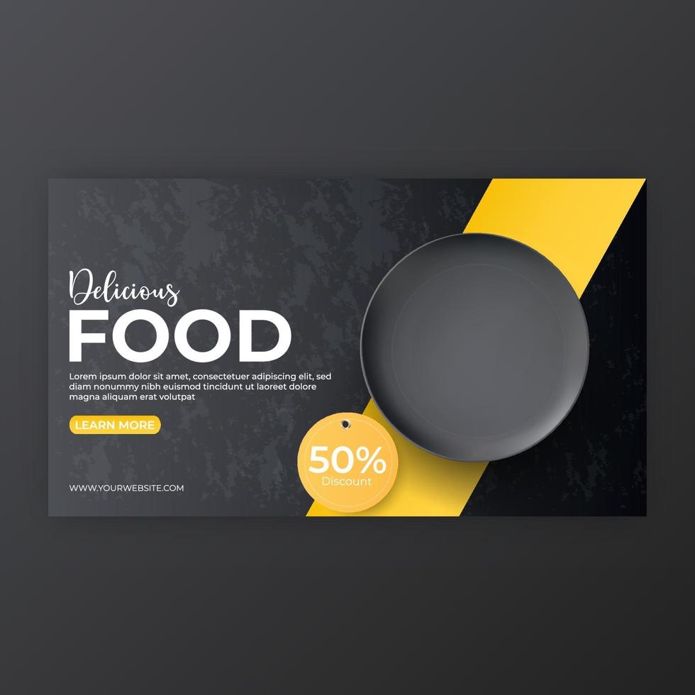 menu di cibo e modello di copertina dei social media del ristorante per la promozione vettore