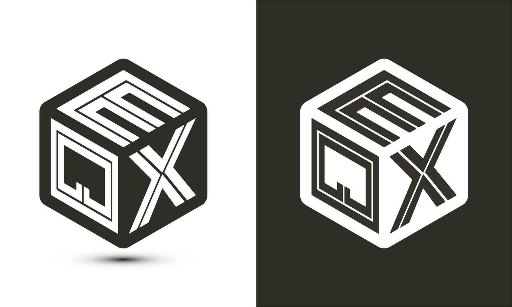 eqx lettera logo design con illustratore cubo logo, vettore logo moderno alfabeto font sovrapposizione stile.
