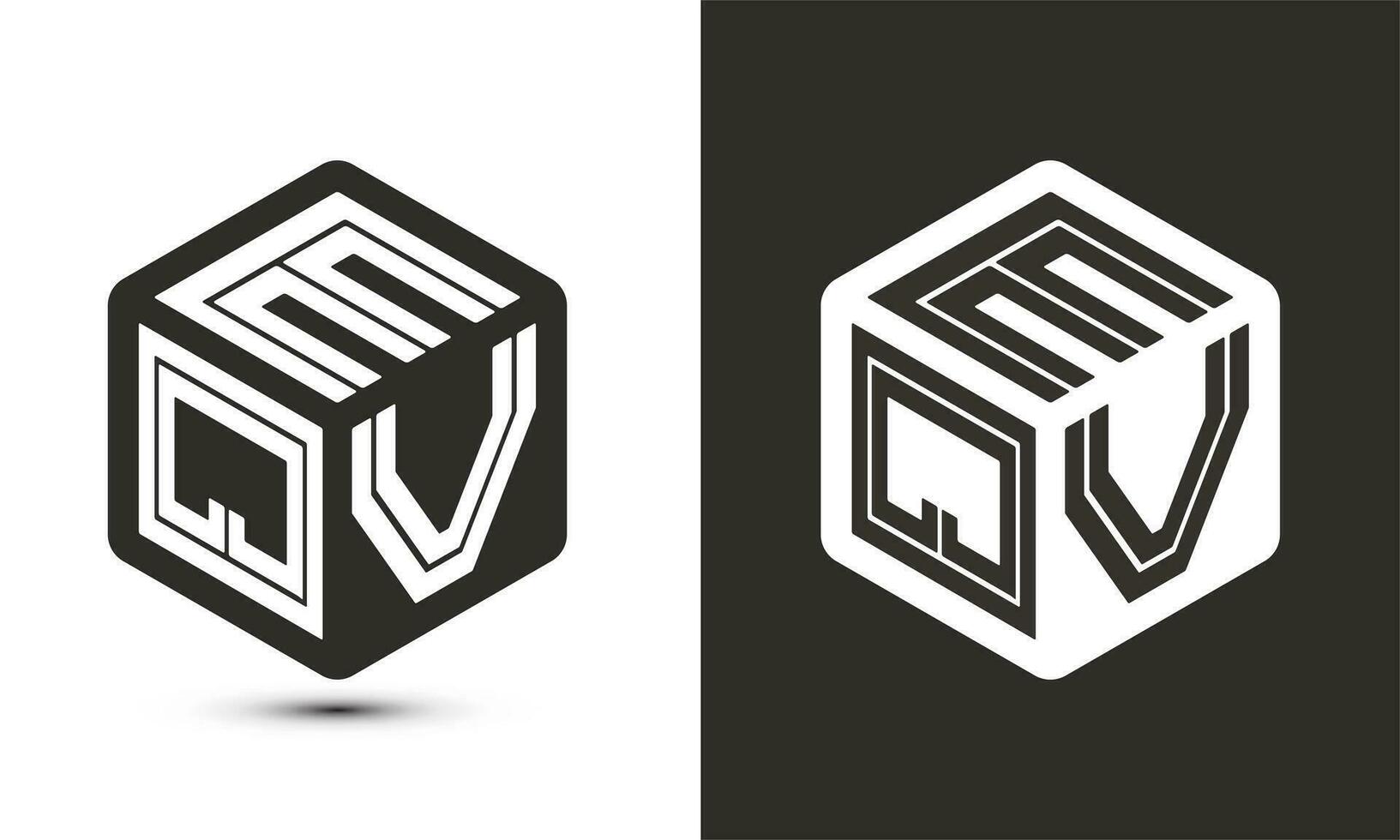 eqv lettera logo design con illustratore cubo logo, vettore logo moderno alfabeto font sovrapposizione stile.