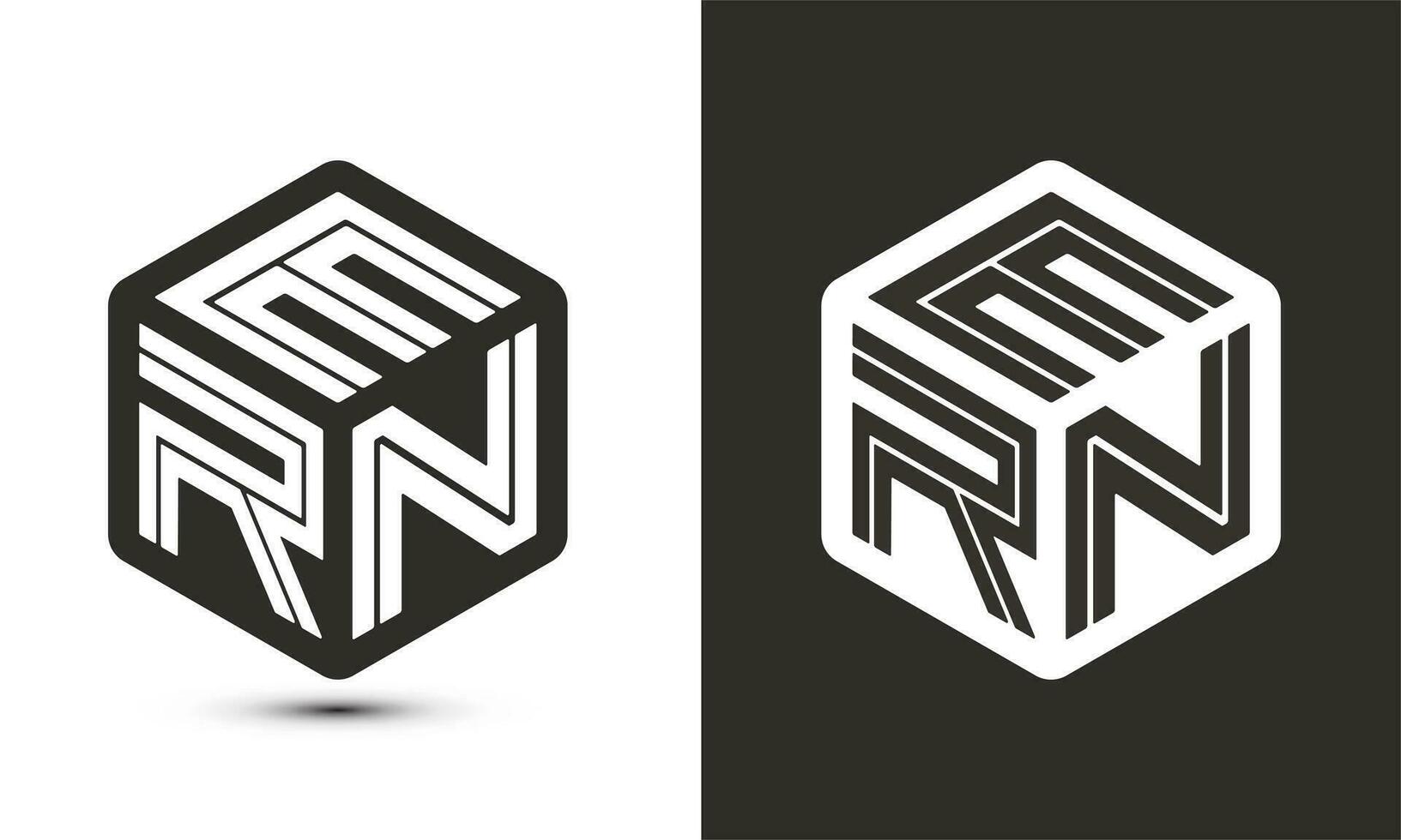 ern lettera logo design con illustratore cubo logo, vettore logo moderno alfabeto font sovrapposizione stile.