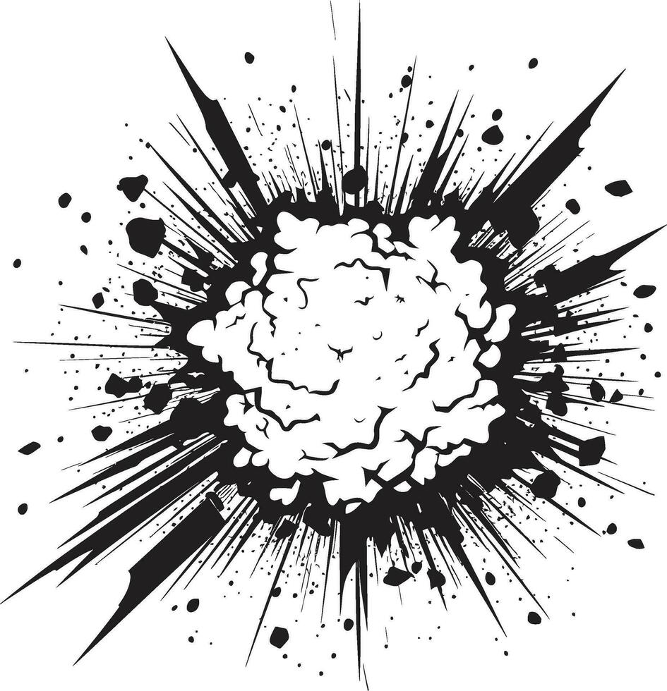 iconico scoppiare comico esplosione logo nel nero azione confezionato arte nero esplosivo logo vettore icona