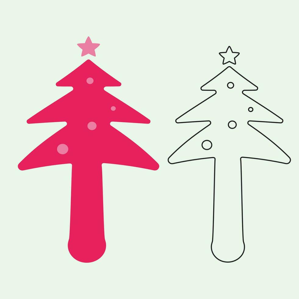 Natale alberi, pini per saluto carta, invito,striscione, ragnatela. nuovo anni e natale tradizionale simbolo albero con ghirlande, leggero lampadina, stella. inverno vacanza. icone collezione vettore