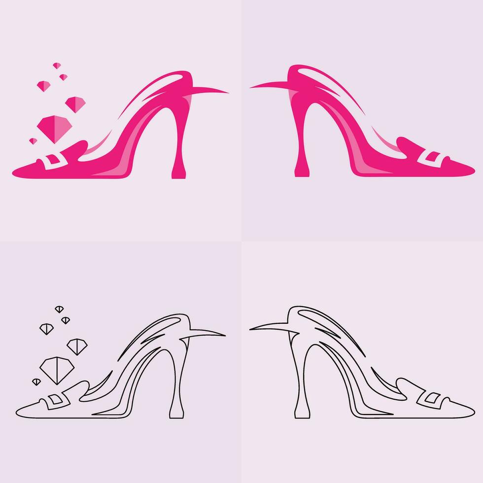 alto tacchi scarpa vettore icona, Da donna scarpa glifo icona. simbolo, logo illustrazione.donna scarpe vettore icone isolato su rosa sfondo.moda calzature design.scarpe collezione
