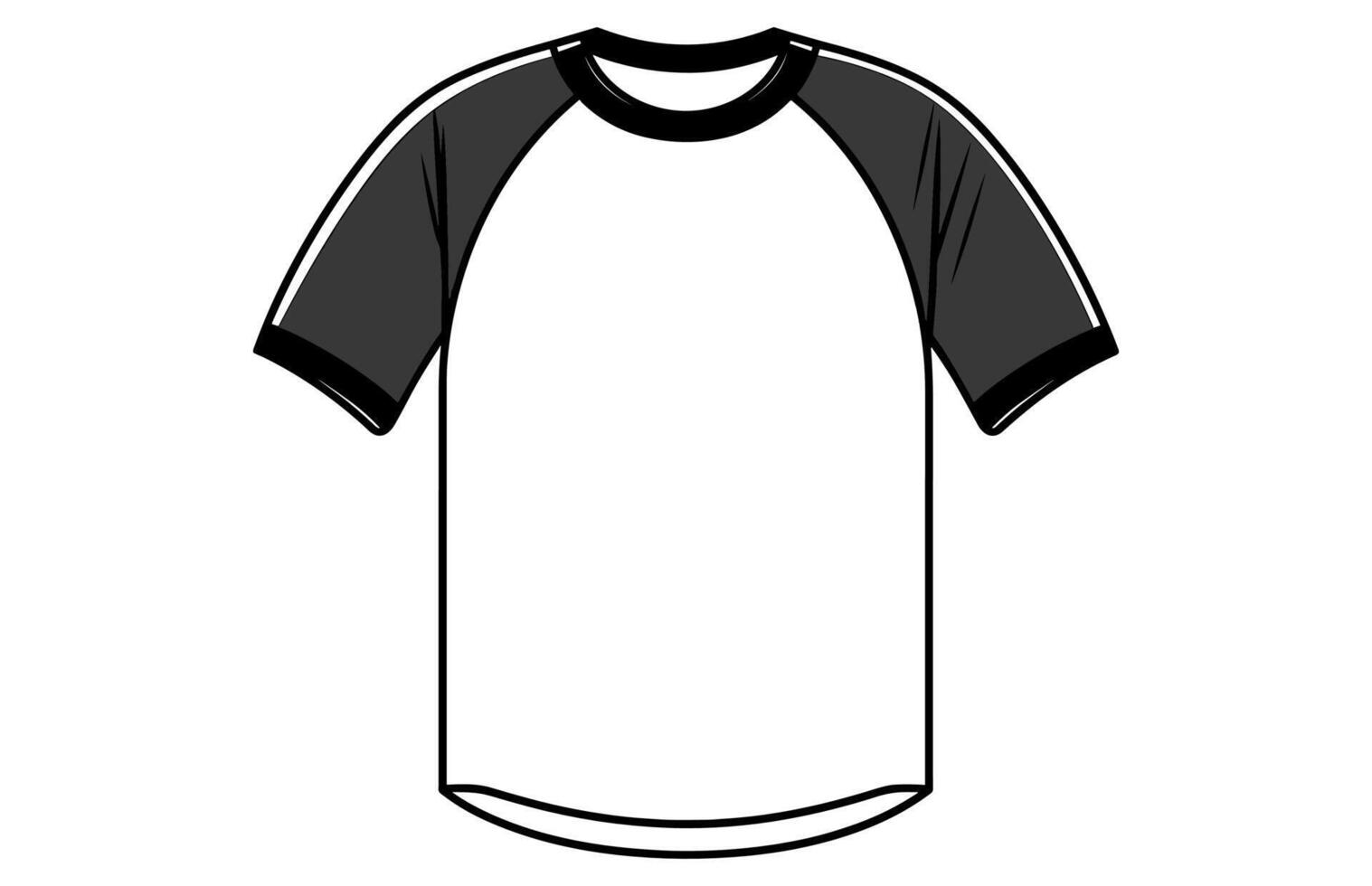 raglan manica t camicia piatto illustrazione. raglan t camicia piatto schizzo per ragazzi. vettore