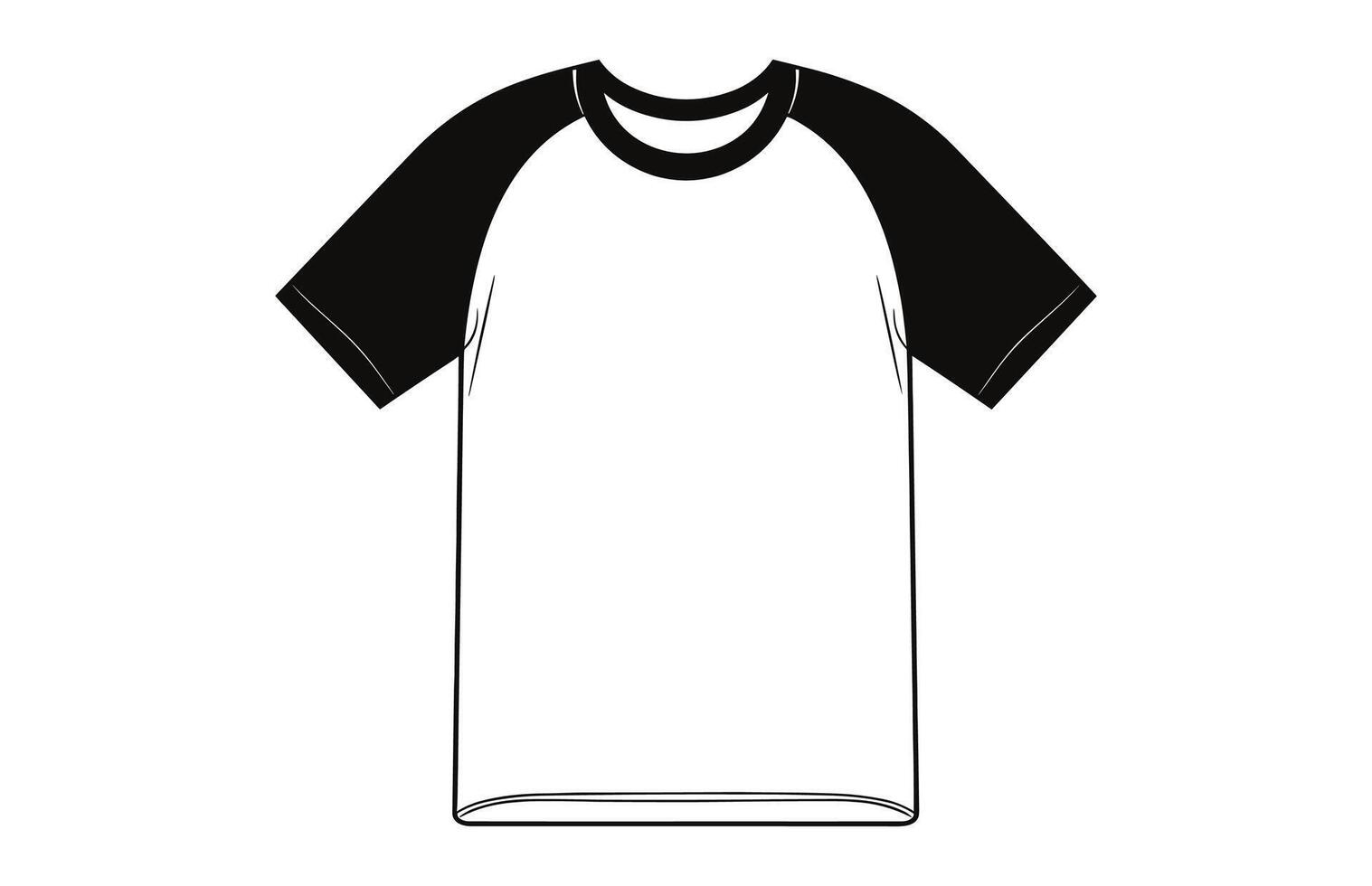 raglan manica t camicia piatto illustrazione. raglan t camicia piatto schizzo per ragazzi. vettore