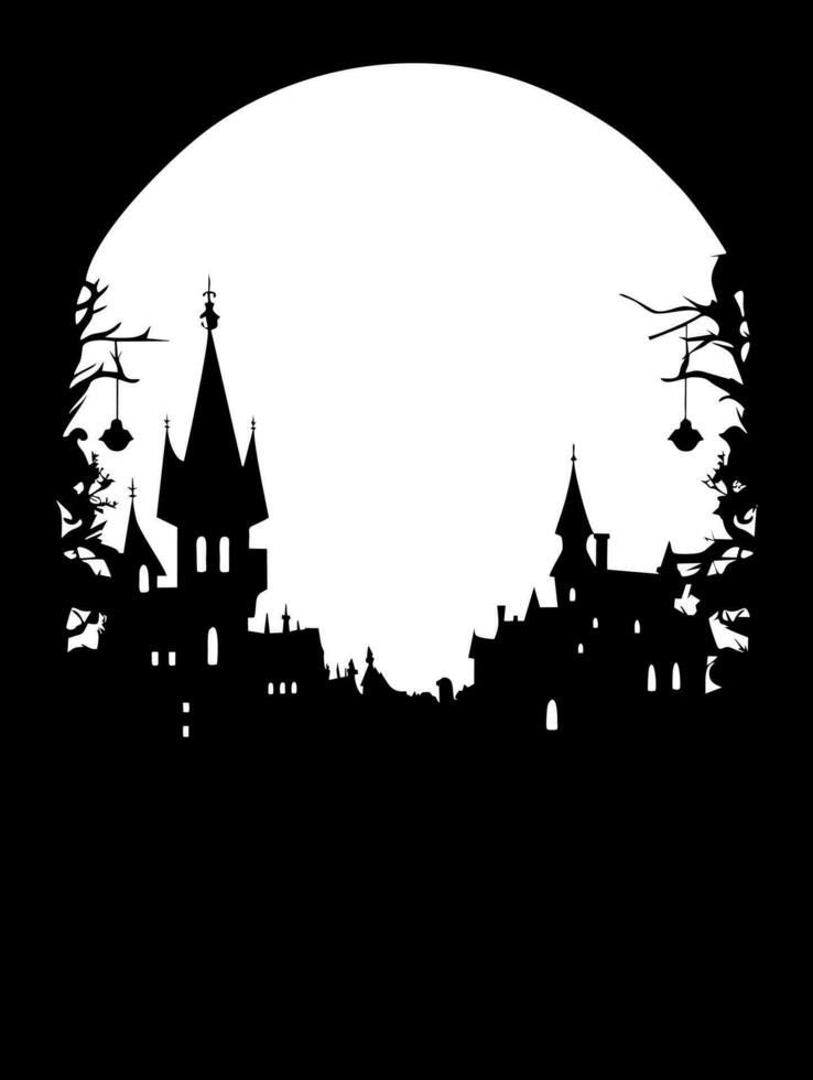 telaio nero e bianca silhouette di un' castello vettore