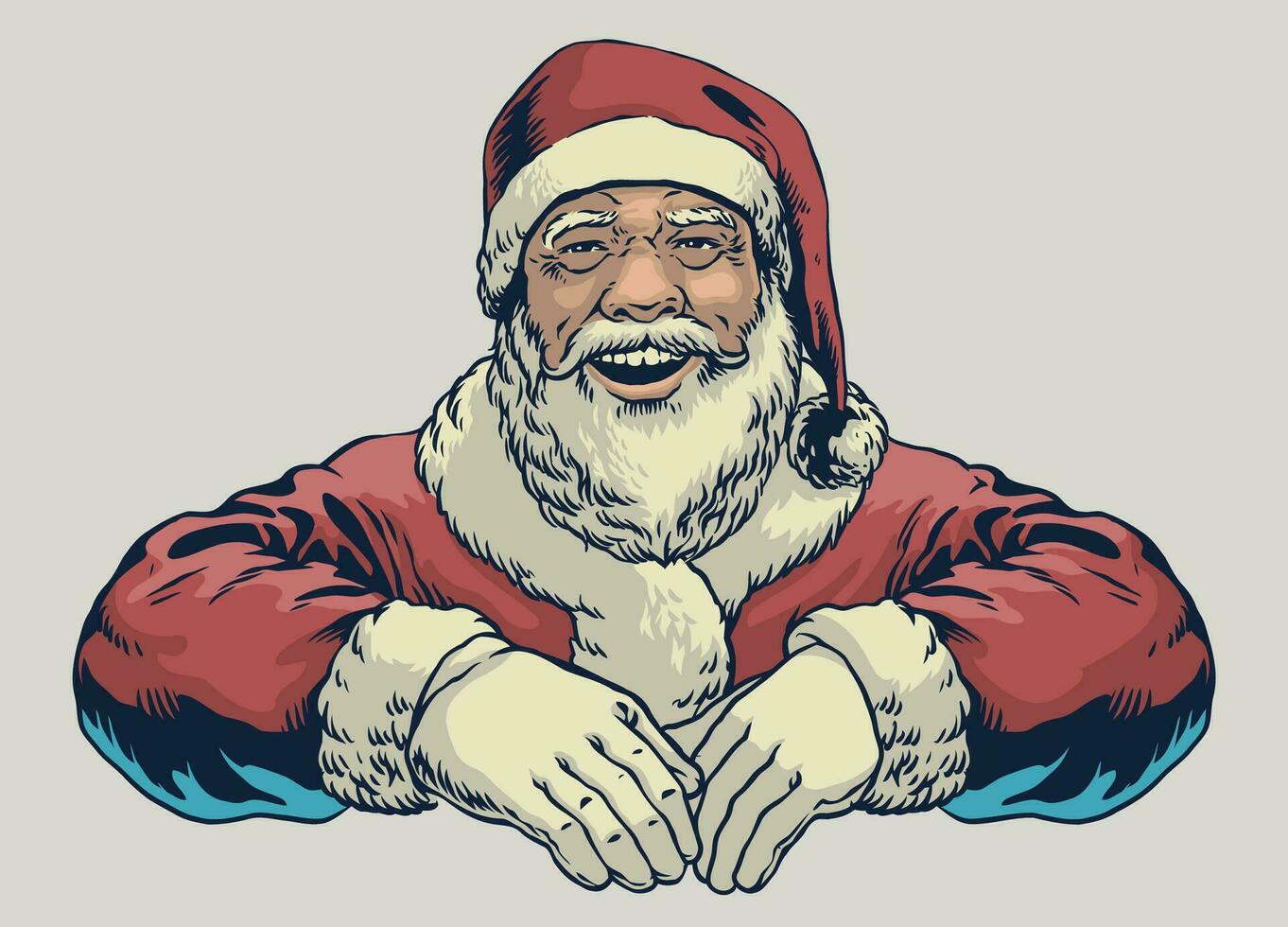 contento Santa Claus nel Vintage ▾ stile mano disegnato vettore