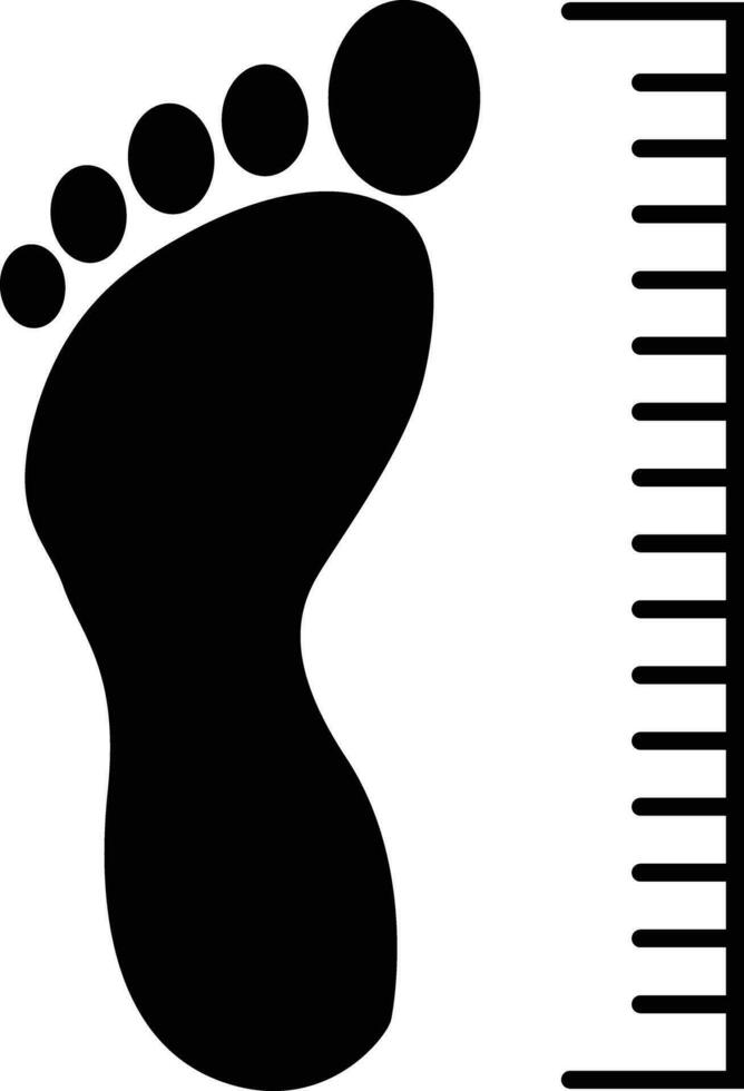 piazza misurare piede dimensione icona. spoglio piede misurazione cartello. piazza misurare scarpa dimensione simbolo. piatto stile. vettore