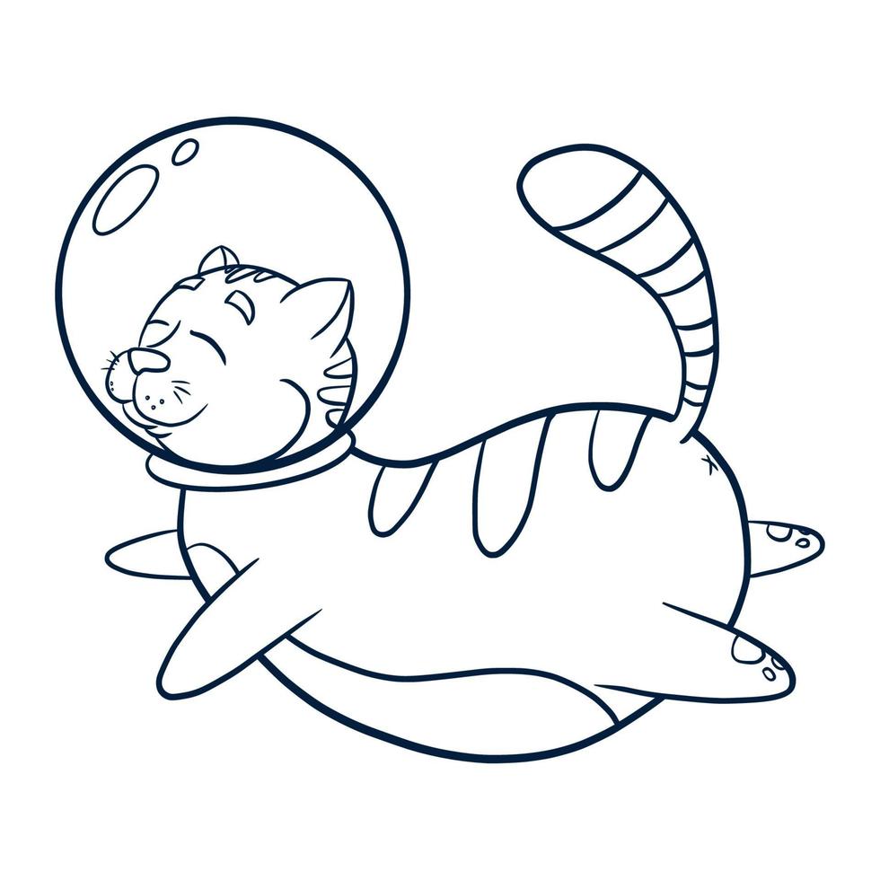 illustrazione di astronauta gatto line art vettore