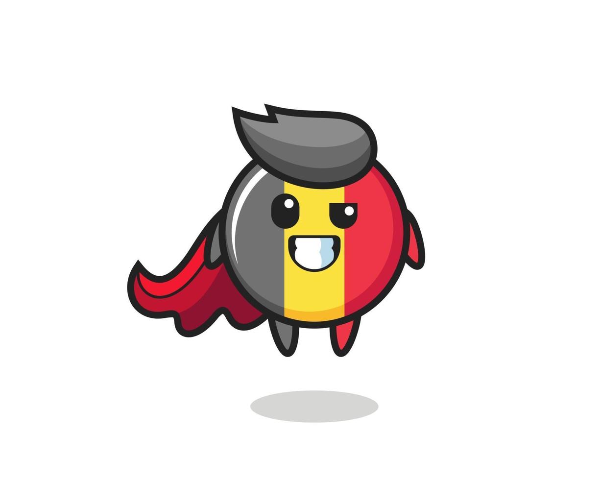 il simpatico personaggio distintivo della bandiera del Belgio come un supereroe volante vettore