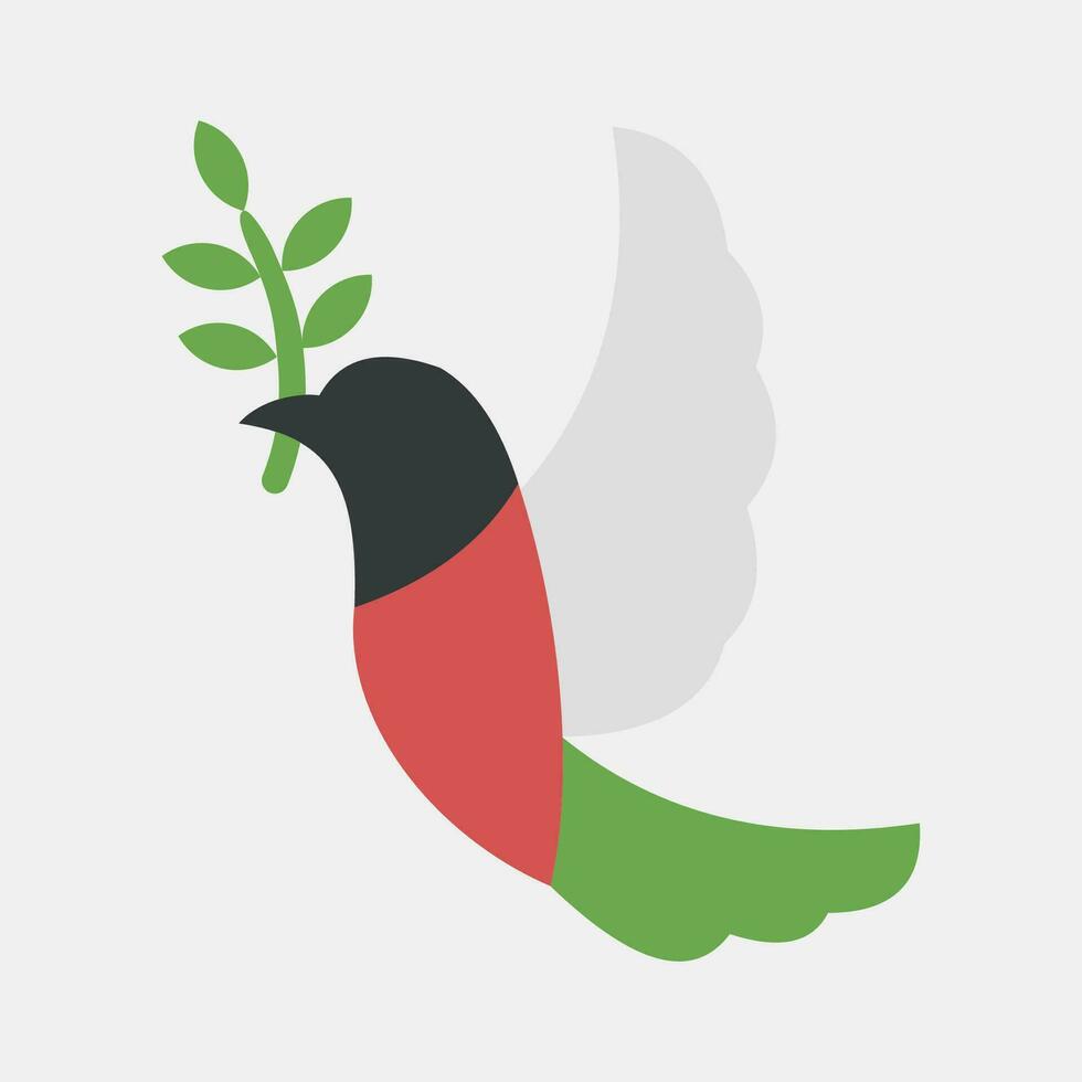 icona un' colomba trasporto un oliva ramo. Palestina elementi. icone nel piatto stile. bene per stampe, manifesti, logo, infografica, eccetera. vettore