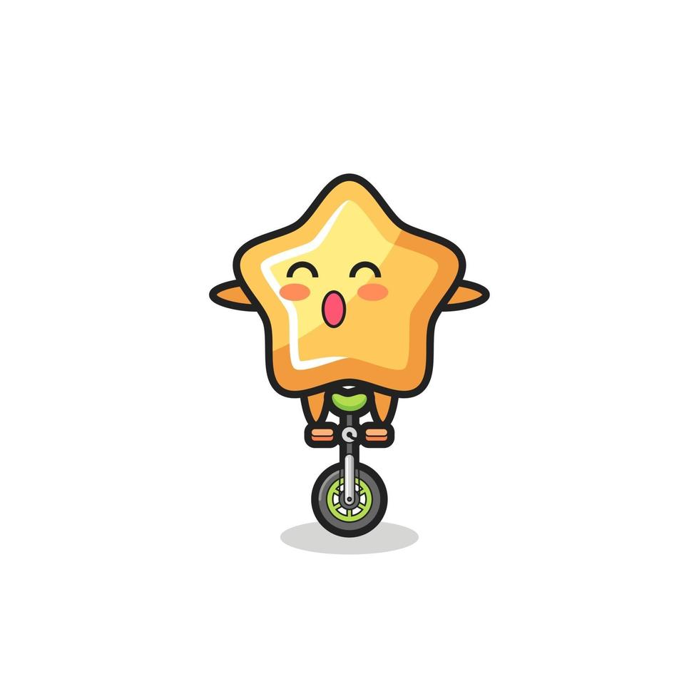 il simpatico personaggio della stella sta andando in bicicletta da circo vettore
