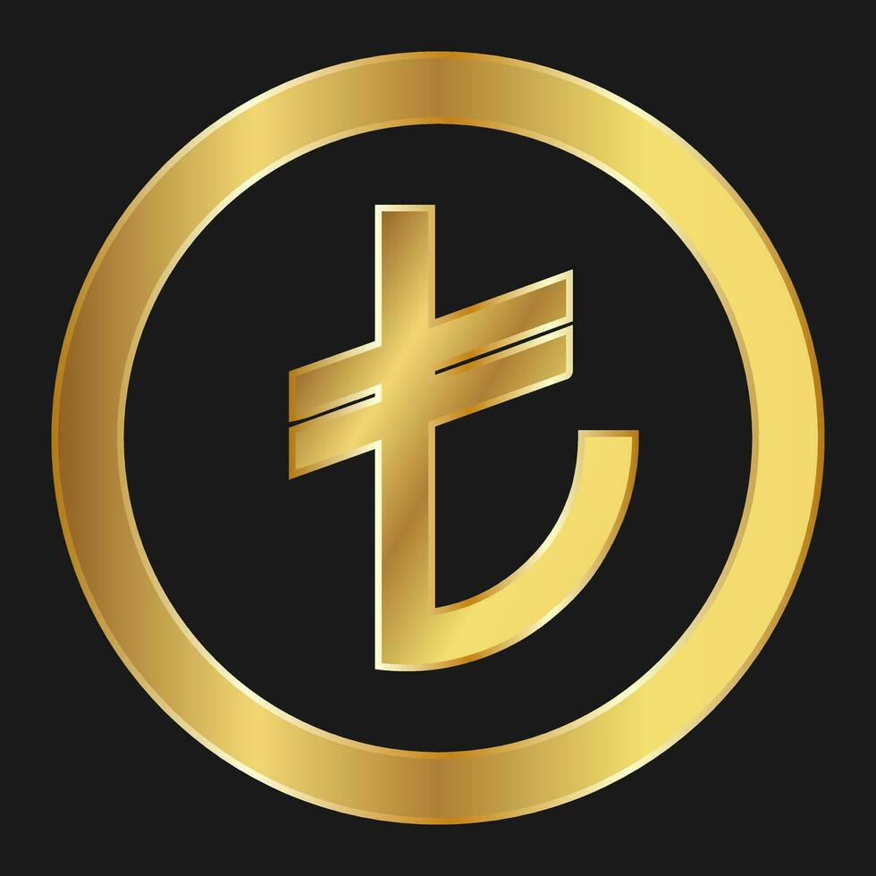 oro icona di Turco lira concetto di Internet moneta vettore