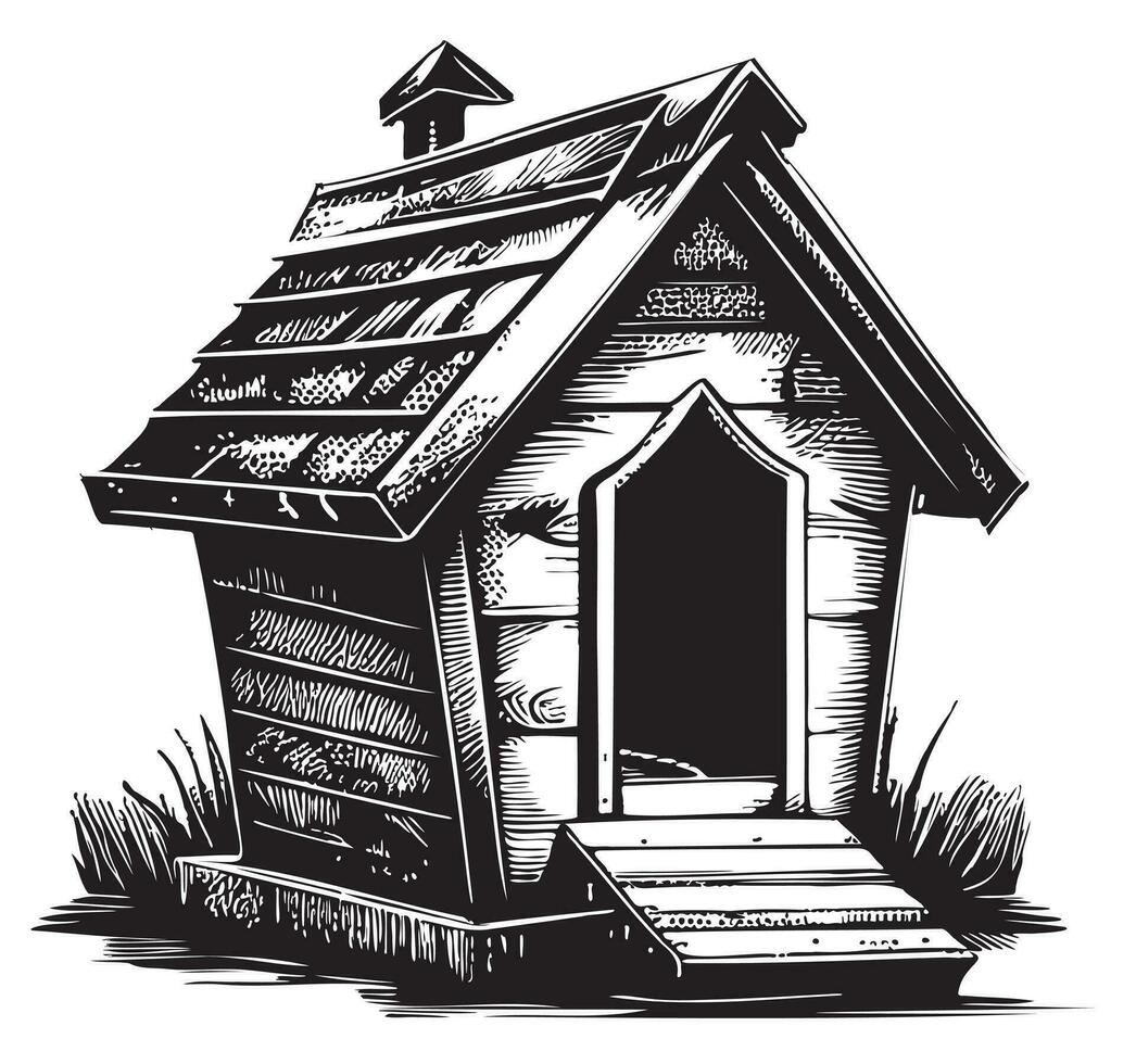 cane Casa schizzo, mano disegnato nel scarabocchio stile vettore illustrazione