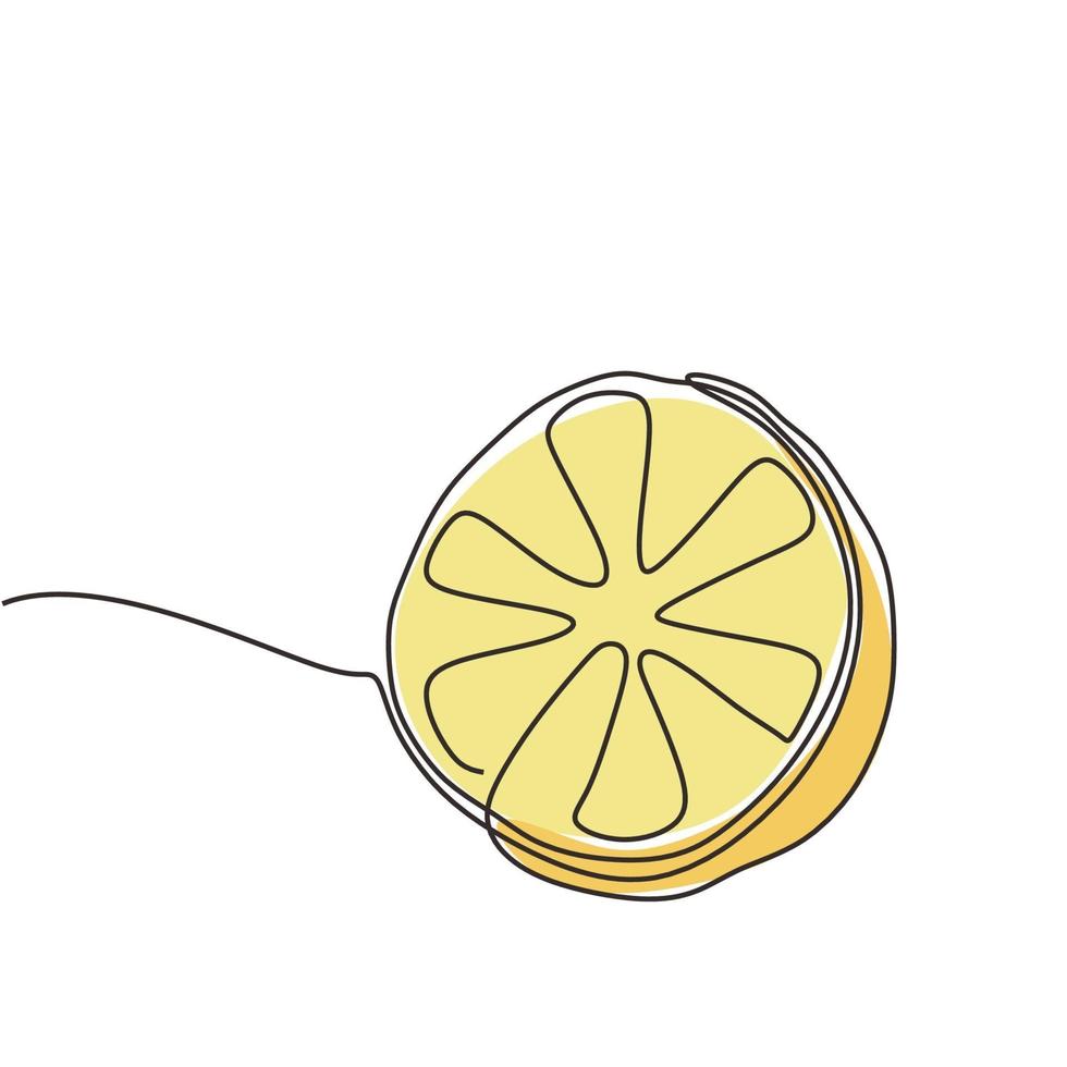 disegno continuo a una linea di frutta al limone disegnata a mano singola vettore