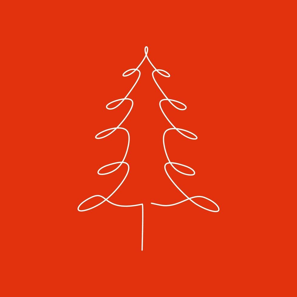 albero di natale continuo un disegno a tratteggio minimalismo vettore