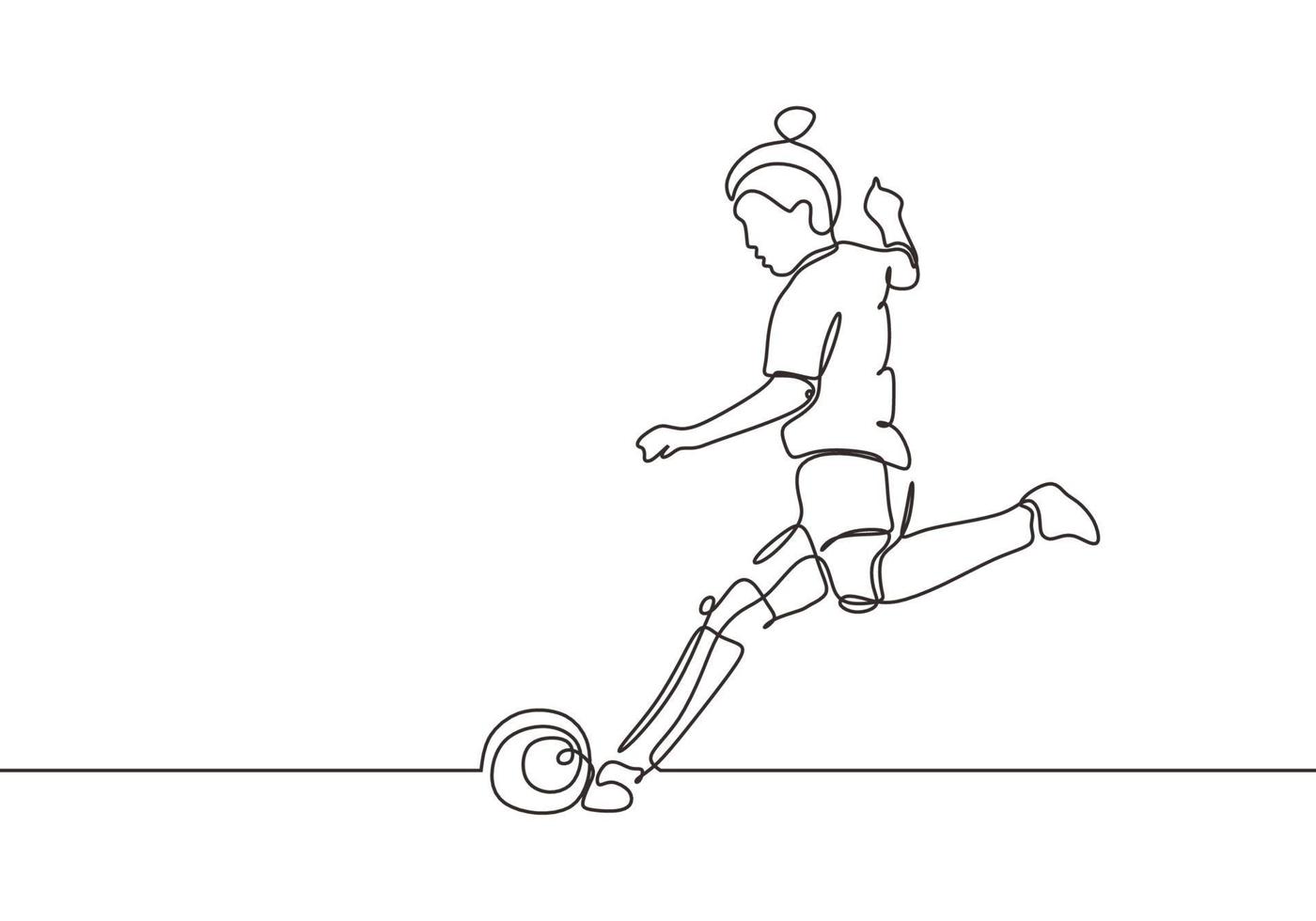 continua una donna di disegno a tratteggio calcia un pallone sullo sport della partita di calcio vettore