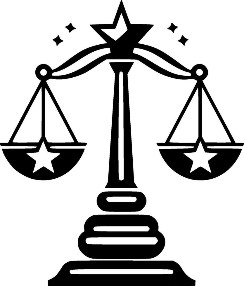 giustizia - nero e bianca isolato icona - vettore illustrazione
