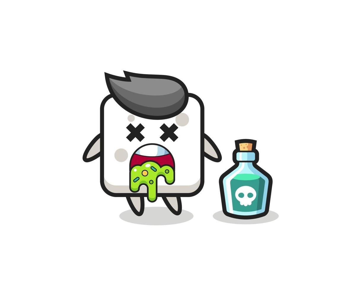 illustrazione di un personaggio di una zolletta di zucchero che vomita a causa di avvelenamento vettore