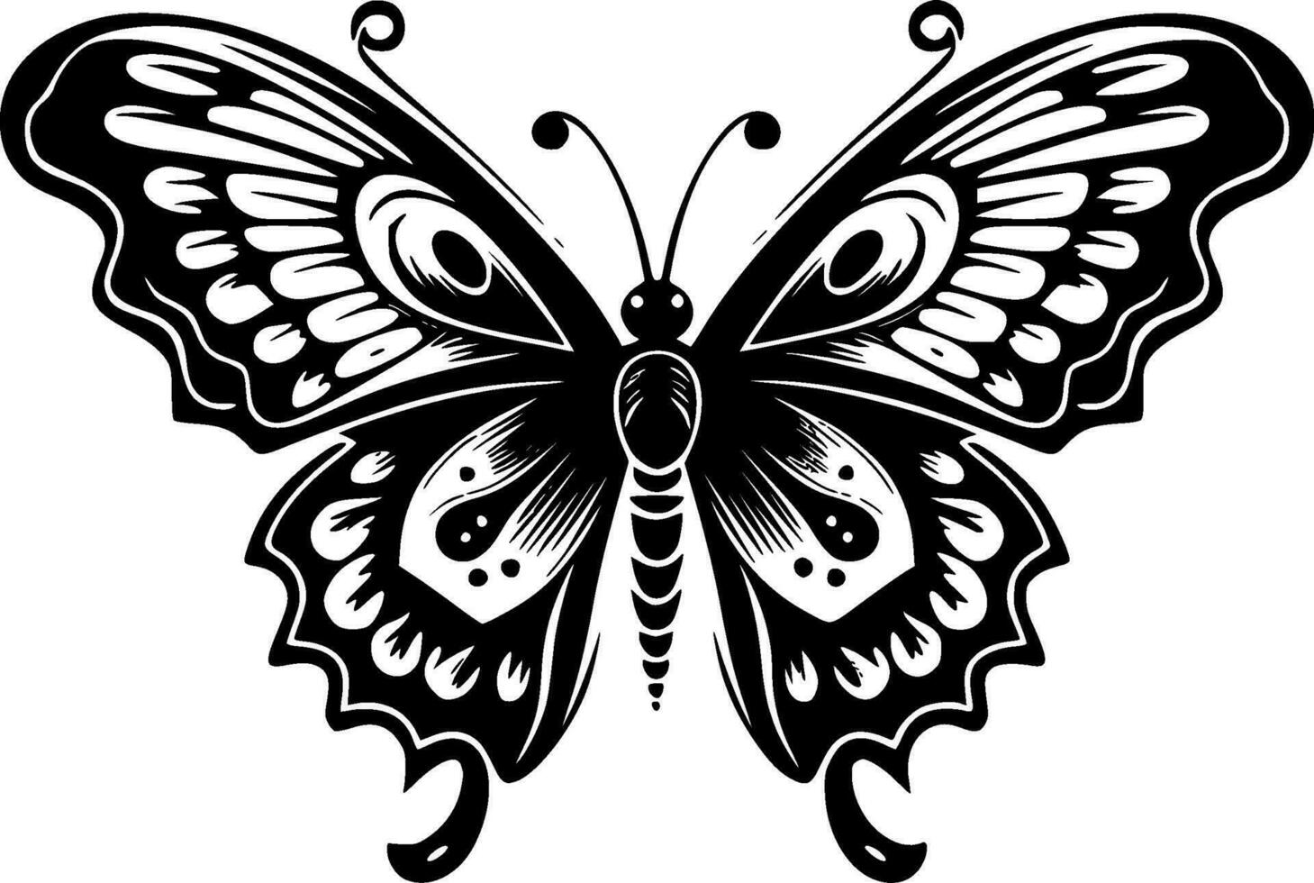 farfalla - nero e bianca isolato icona - vettore illustrazione
