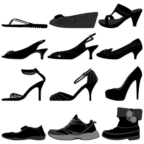 Set di calzature da donna. vettore