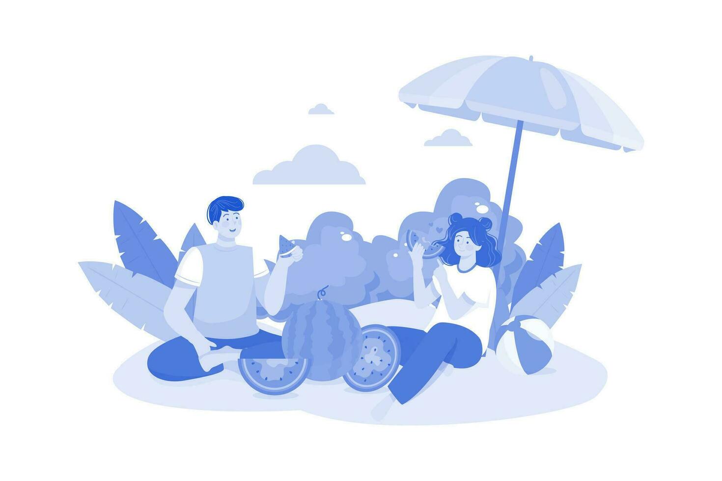 persone mangiare melone illustrazione concetto su un' bianca sfondo vettore