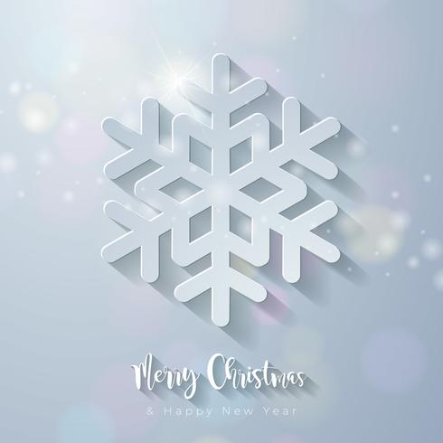 Illustrazione di buon Natale con il fiocco di neve di ritaglio vettore