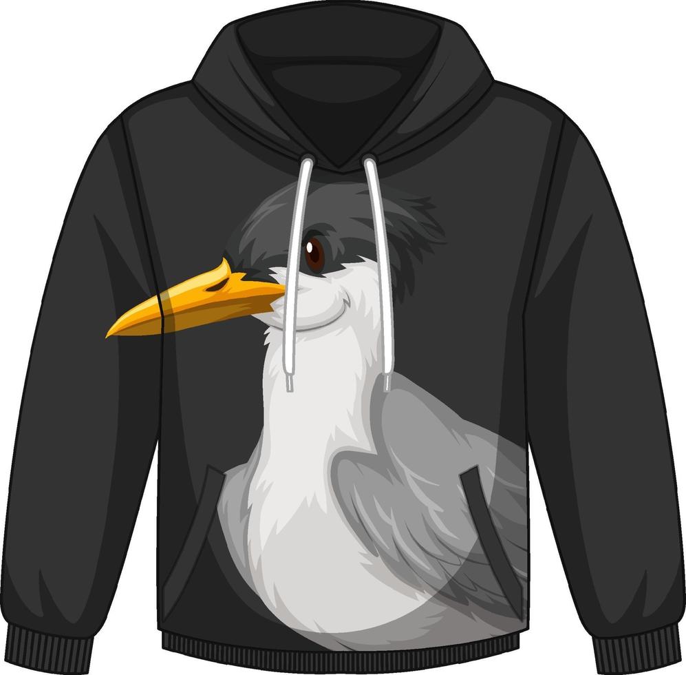 parte anteriore del maglione con cappuccio con motivo a uccelli vettore