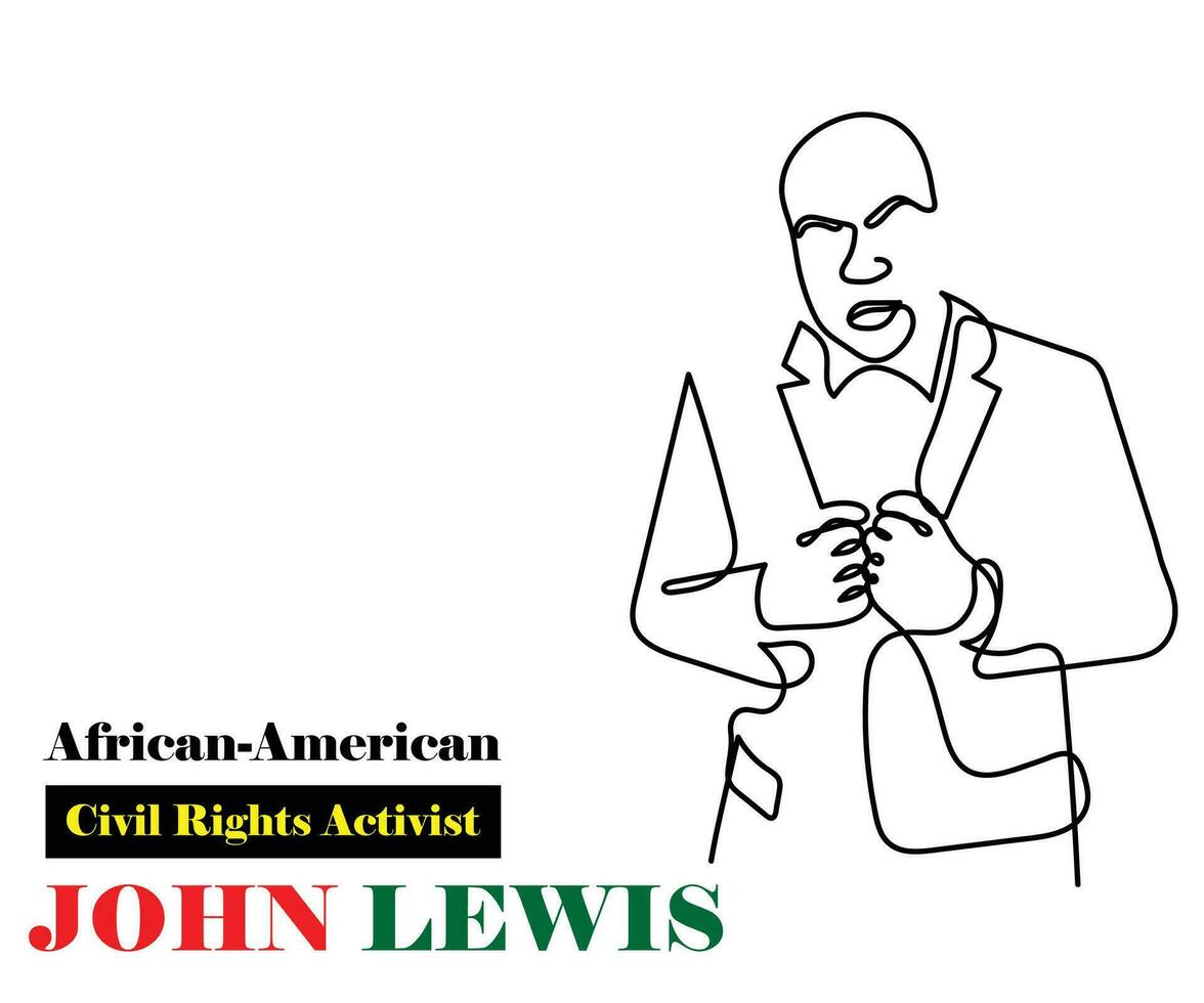 un' famoso africano americano eroe John Lewis. nero storia mese arte. vettore