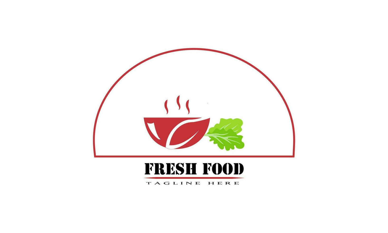 veloce cibo icona, con rosso ciotola e fresco verde verdure seduta su il lato vettore