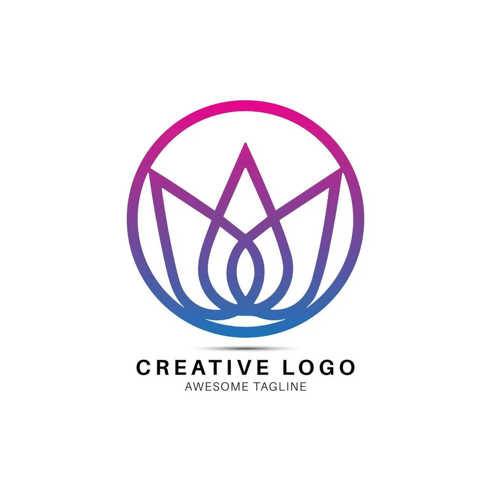 Ninfea fiore il giro forma logo design icona vettore