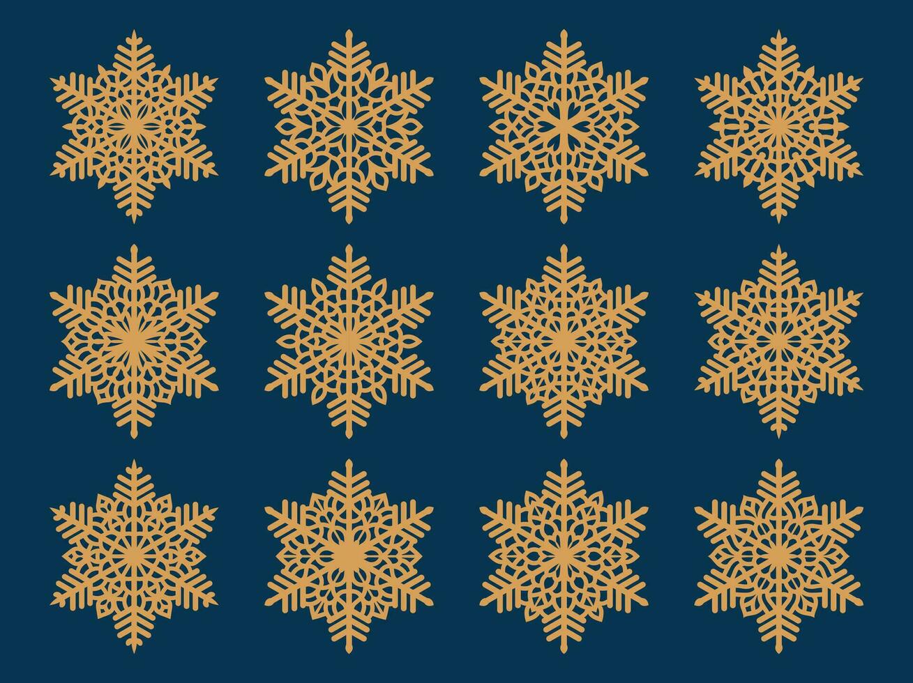 impostato di laser taglio openwork fiocchi di neve. vettore silhouette di Natale decorazione. modello per carta isolato su blu sfondo. stampino per scrapbooking, lavorato Di legno.