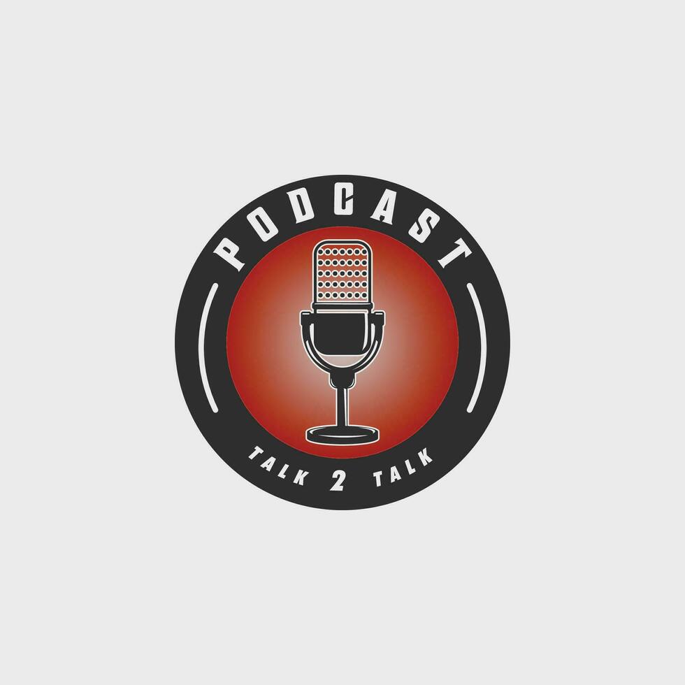 Podcast emblema logo Vintage ▾ vettore illustrazione modello icona grafico design