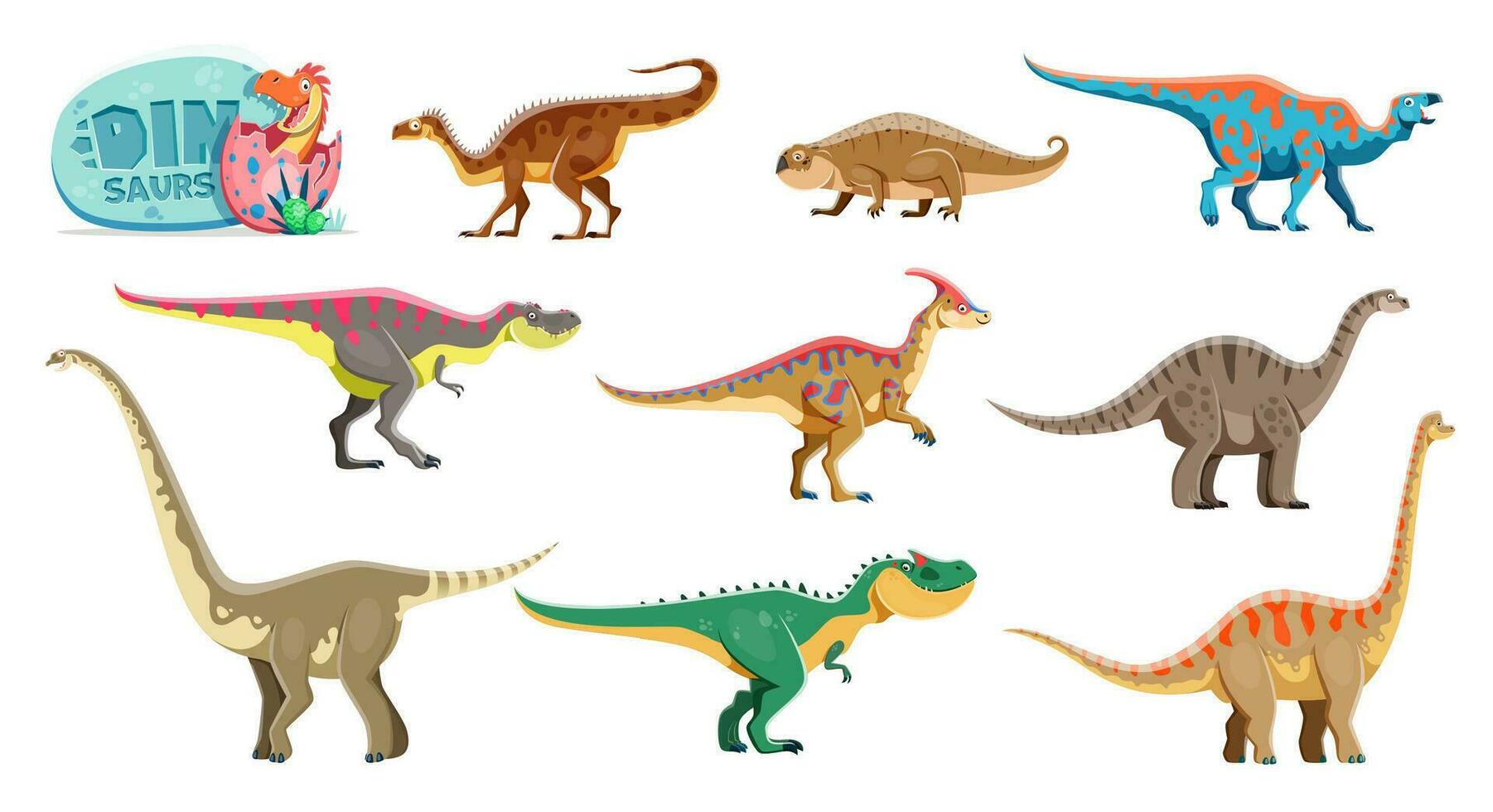 cartone animato dinosauri isolato divertente personaggi impostato vettore