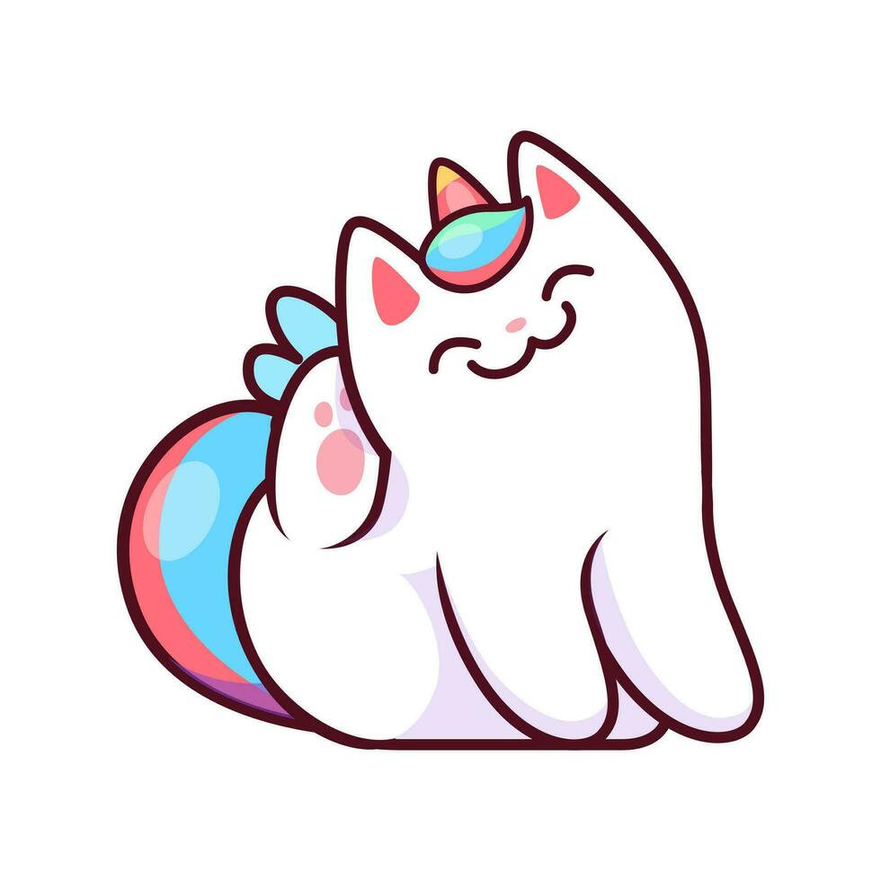 cartone animato kawaii caticorn gatto animale domestico personaggio vettore