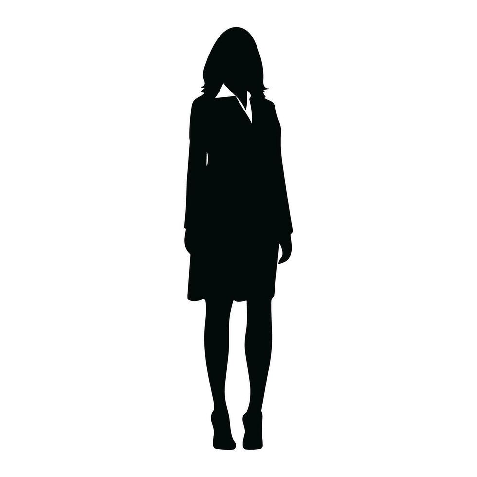 un' attività commerciale donna vettore silhouette, un' ragazza vettore isolato su un' bianca sfondo, aziendale persona nero vettore