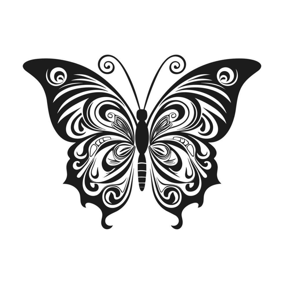 farfalla silhouette vettore illustrazione, volante farfalla nero silhouette, monarca clipart isolato su un' bianca sfondo