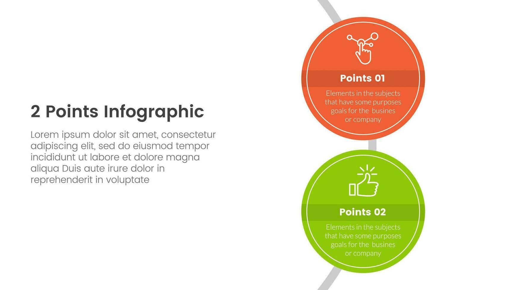 contro o confrontare e confronto concetto per Infografica modello bandiera con grande cerchio verticale con Due punto elenco informazione vettore