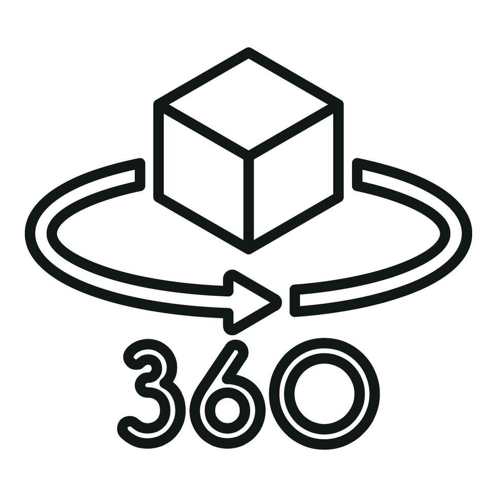 360 Augmented la realtà icona schema vettore. ruotare gioco vettore
