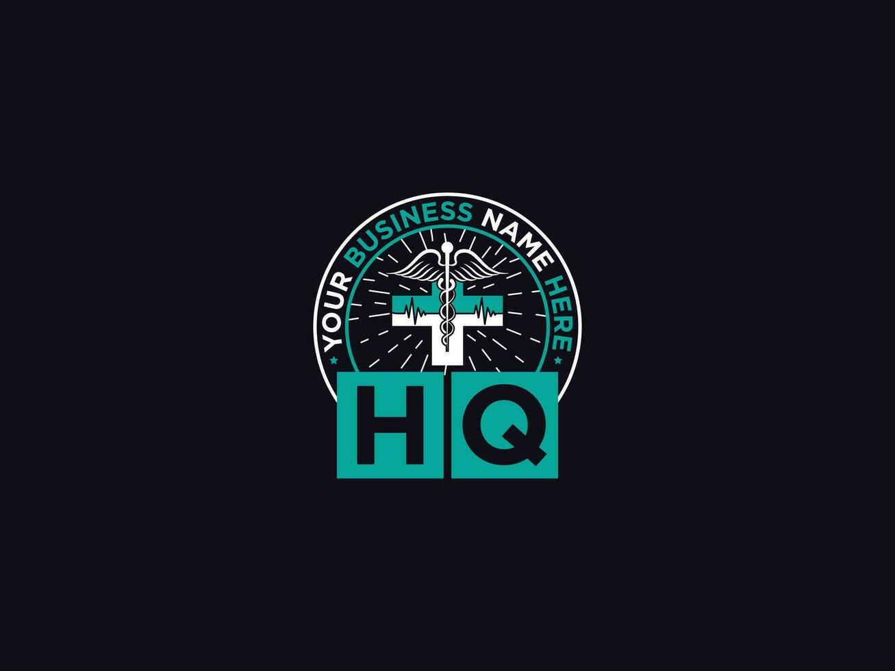 medico hq clinica logo, iniziale hq tipografia lusso medici lettera logo vettore
