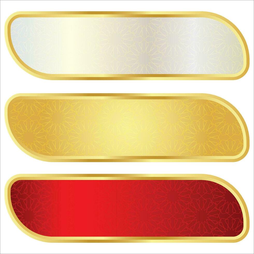 lusso d'oro Arabo islamico bandiera titolo telaio trasparente sfondo oro testo scatola clipart vettore