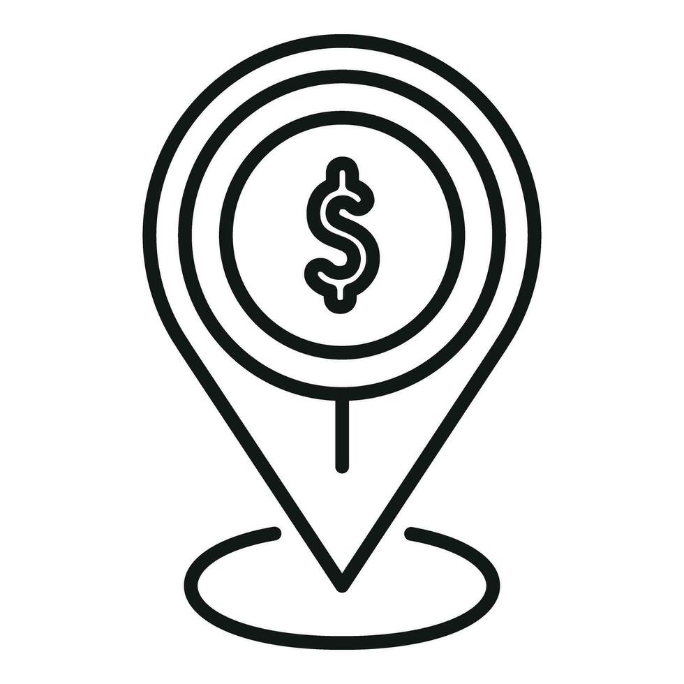 moneta i soldi Posizione icona schema vettore. cartello modificare denaro contante vettore