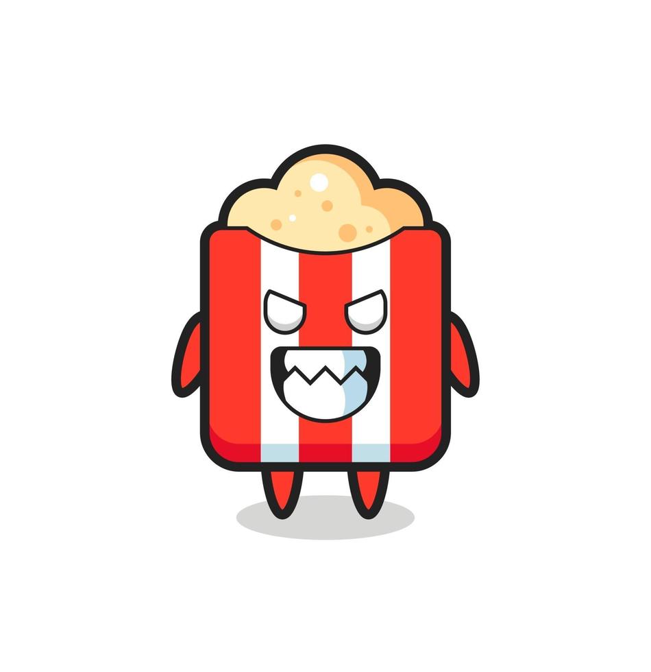 espressione malvagia del simpatico personaggio mascotte popcorn vettore