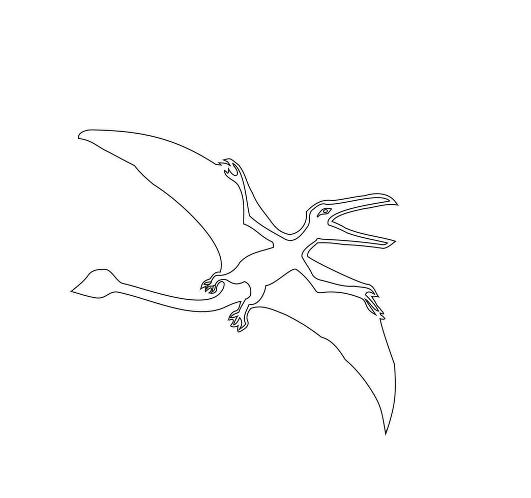 colore pagina. colorazione libro. dino. isolato. pterosauro, dinosauro piatto vettore illustrazione per bambini.